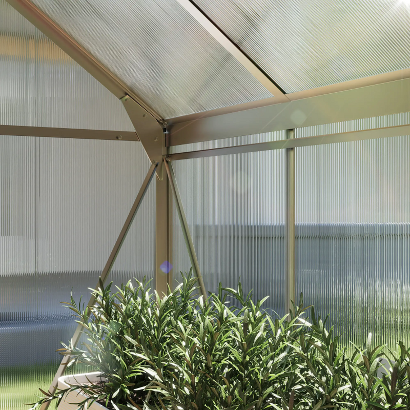 6.2' x 6.3' Walk-In Greenhouse with Aluminum Frame, Polycarbonate Panels, Sliding Door - Silver