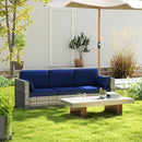Patio Furniture, Manchester Creek Outdoor Patio Rattan Sofa - Dark Blue & Grey - Seasonal Overstock
