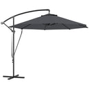 Patio Umbrellas, 9.5' Cantilever Patio Umbrella with Crank Open and Wind Protection Straps - Grey - Seasonal Overstock