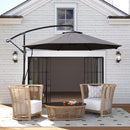 Patio Umbrellas, 9.5' Cantilever Patio Umbrella with Crank Open and Wind Protection Straps - Grey - Seasonal Overstock