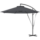 Patio Umbrellas, 9.5' Cantilever Patio Umbrella with Crank Open and Wind Protection Straps - Grey - Seasonal Overstock