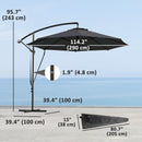 Patio Umbrellas, 9.5' Cantilever Patio Umbrella with Crank Open and Wind Protection Straps - Grey - Seasonal Overstock