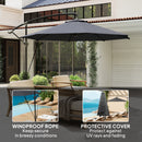 Patio Umbrellas, 9.5' Cantilever Patio Umbrella with Crank Open and Wind Protection Straps - Grey - Seasonal Overstock
