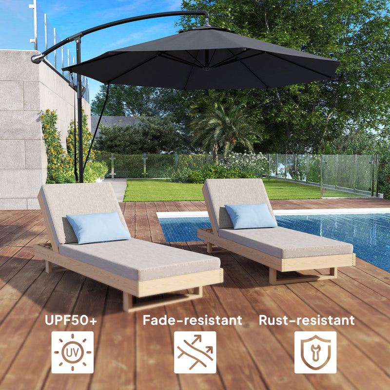 Patio Umbrellas, 9.5' Cantilever Patio Umbrella with Crank Open and Wind Protection Straps - Grey - Seasonal Overstock