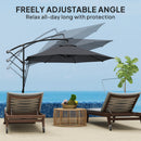 Patio Umbrellas, 9.5' Cantilever Patio Umbrella with Crank Open and Wind Protection Straps - Grey - Seasonal Overstock