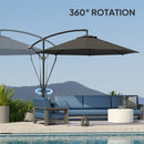 Patio Umbrellas, 9.5' Cantilever Patio Umbrella with Crank Open and Wind Protection Straps - Grey - Seasonal Overstock