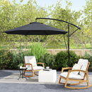 Patio Umbrellas, 9.5' Cantilever Patio Umbrella with Crank Open and Wind Protection Straps - Grey - Seasonal Overstock