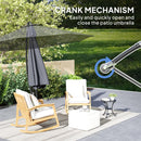 Patio Umbrellas, 9.5' Cantilever Patio Umbrella with Crank Open and Wind Protection Straps - Grey - Seasonal Overstock