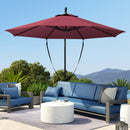 Patio Umbrellas, 9.5' Cantilever Patio Umbrella with Crank Open and Wind Protection Straps - Red - Seasonal Overstock