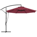 Patio Umbrellas, 9.5' Cantilever Patio Umbrella with Crank Open and Wind Protection Straps - Red - Seasonal Overstock