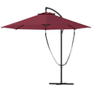Patio Umbrellas, 9.5' Cantilever Patio Umbrella with Crank Open and Wind Protection Straps - Red - Seasonal Overstock