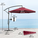 Patio Umbrellas, 9.5' Cantilever Patio Umbrella with Crank Open and Wind Protection Straps - Red - Seasonal Overstock