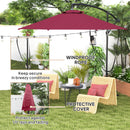 Patio Umbrellas, 9.5' Cantilever Patio Umbrella with Crank Open and Wind Protection Straps - Red - Seasonal Overstock