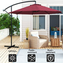 Patio Umbrellas, 9.5' Cantilever Patio Umbrella with Crank Open and Wind Protection Straps - Red - Seasonal Overstock