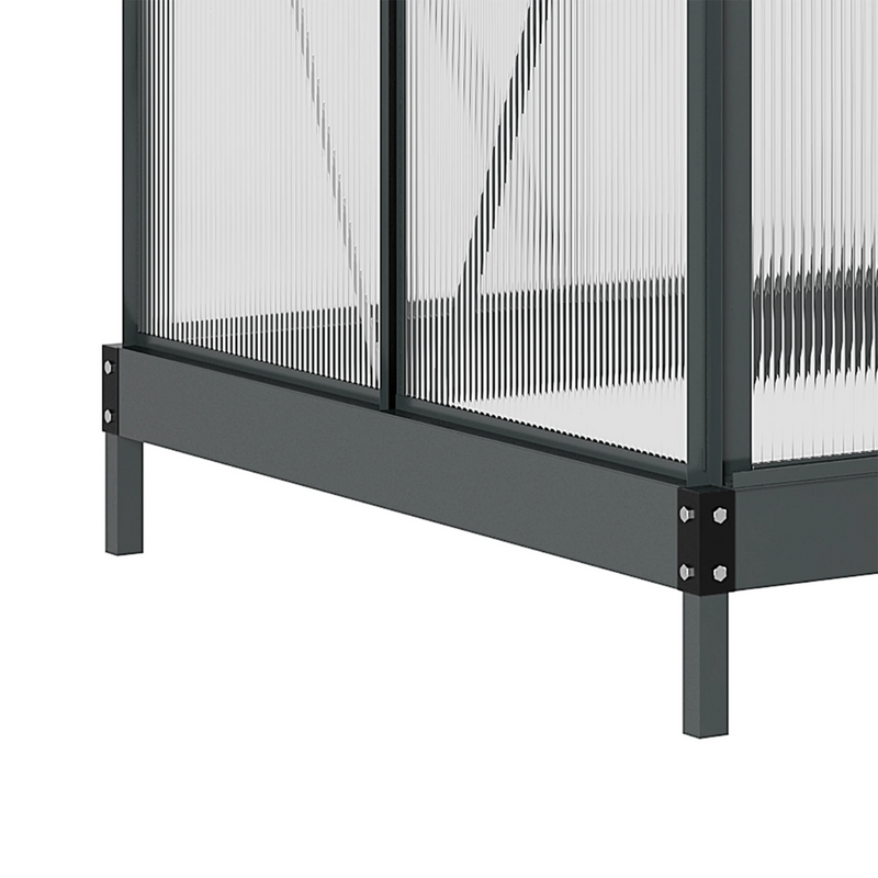 6.2' x 4.3' Walk-In Greenhouse with Aluminum Frame, Polycarbonate Panels and Sliding Door - Grey