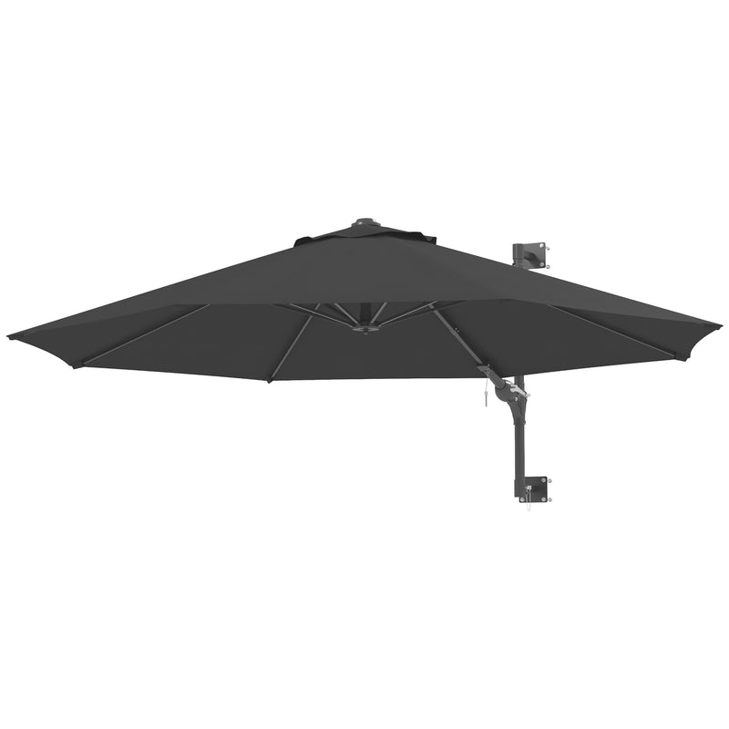 Patio Umbrellas, 9.6' x 9.6' Wall Mounted Outdoor Patio Umbrella - Charcoal Grey - Seasonal Overstock