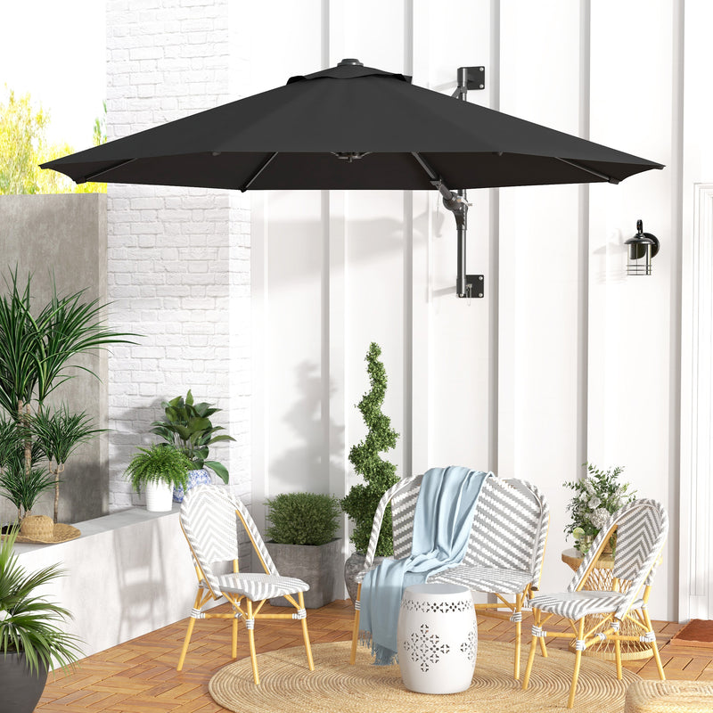 Patio Umbrellas, 9.6' x 9.6' Wall Mounted Outdoor Patio Umbrella - Charcoal Grey - Seasonal Overstock