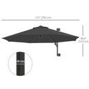 Patio Umbrellas, 9.6' x 9.6' Wall Mounted Outdoor Patio Umbrella - Charcoal Grey - Seasonal Overstock