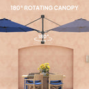Patio Umbrellas, 9.6' x 9.6' Wall Mounted Outdoor Patio Umbrella - Dark Blue - Seasonal Overstock