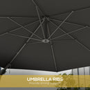 Patio Umbrellas, 9.6' x 9.6' Wall Mounted Outdoor Patio Umbrella - Charcoal Grey - Seasonal Overstock