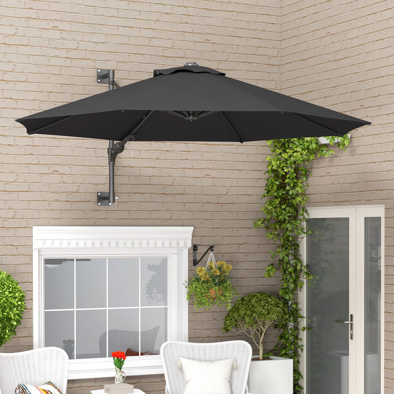 Patio Umbrellas, 9.6' x 9.6' Wall Mounted Outdoor Patio Umbrella - Charcoal Grey - Seasonal Overstock