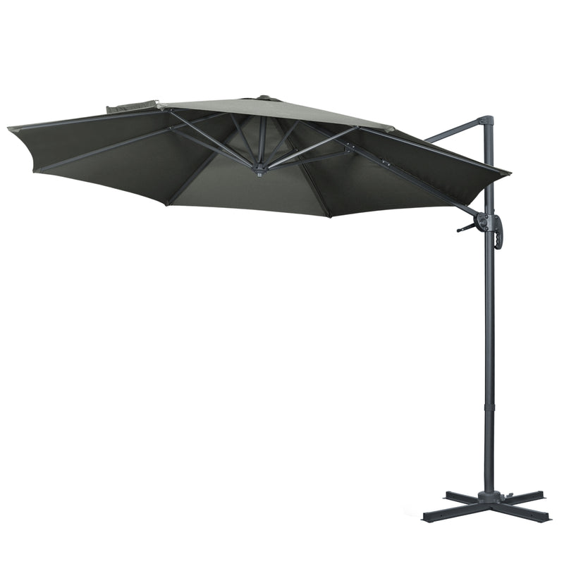 Patio Umbrellas, 9.6ft Cantilever Patio Umbrella Hanging Offset Aluminum Pole with 360° Rotation and Crank Open - Grey - Seasonal Overstock