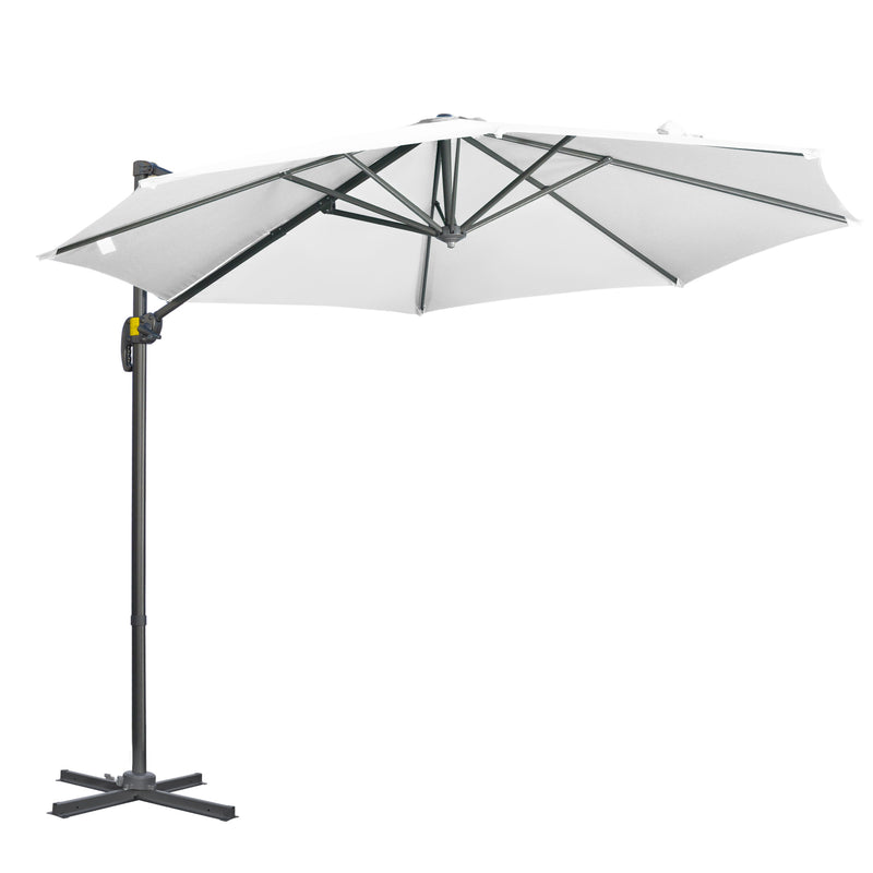 Patio Umbrellas, 9.6ft Cantilever Patio Umbrella Hanging Offset Aluminum Pole with 360° Rotation and Crank Open - White - Seasonal Overstock