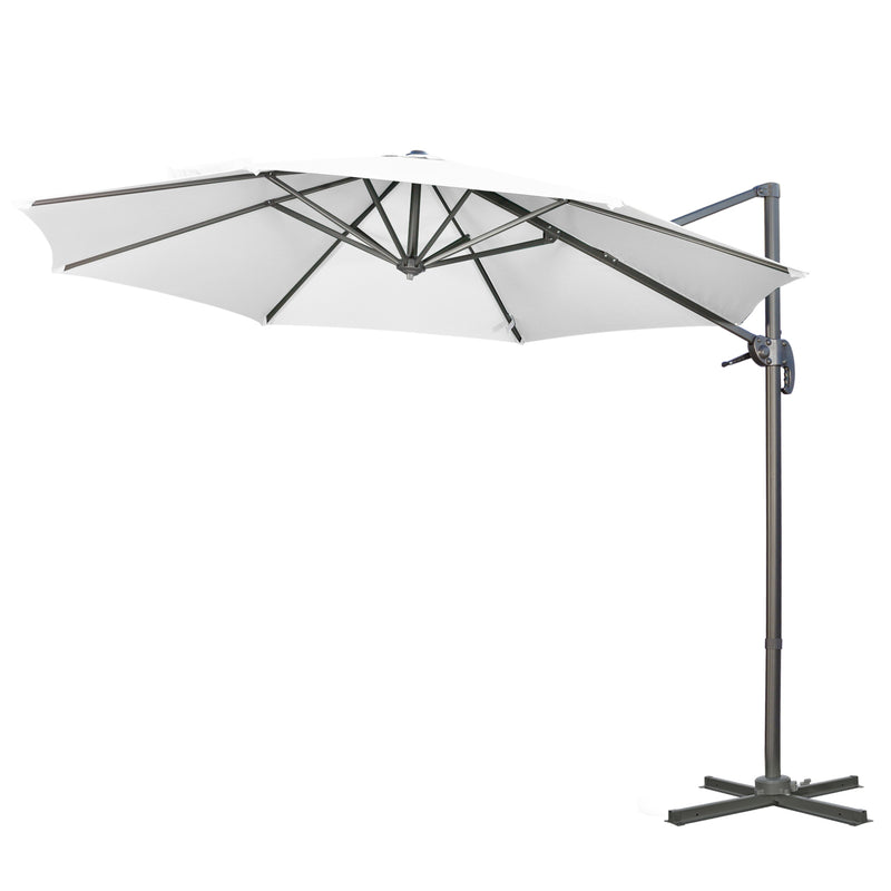 Patio Umbrellas, 9.6ft Cantilever Patio Umbrella Hanging Offset Aluminum Pole with 360° Rotation and Crank Open - White - Seasonal Overstock