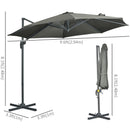Patio Umbrellas, 9.6ft Cantilever Patio Umbrella Hanging Offset Aluminum Pole with 360° Rotation and Crank Open - Grey - Seasonal Overstock