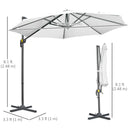 Patio Umbrellas, 9.6ft Cantilever Patio Umbrella Hanging Offset Aluminum Pole with 360° Rotation and Crank Open - White - Seasonal Overstock