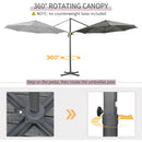 Patio Umbrellas, 9.6ft Cantilever Patio Umbrella Hanging Offset Aluminum Pole with 360° Rotation and Crank Open - Grey - Seasonal Overstock
