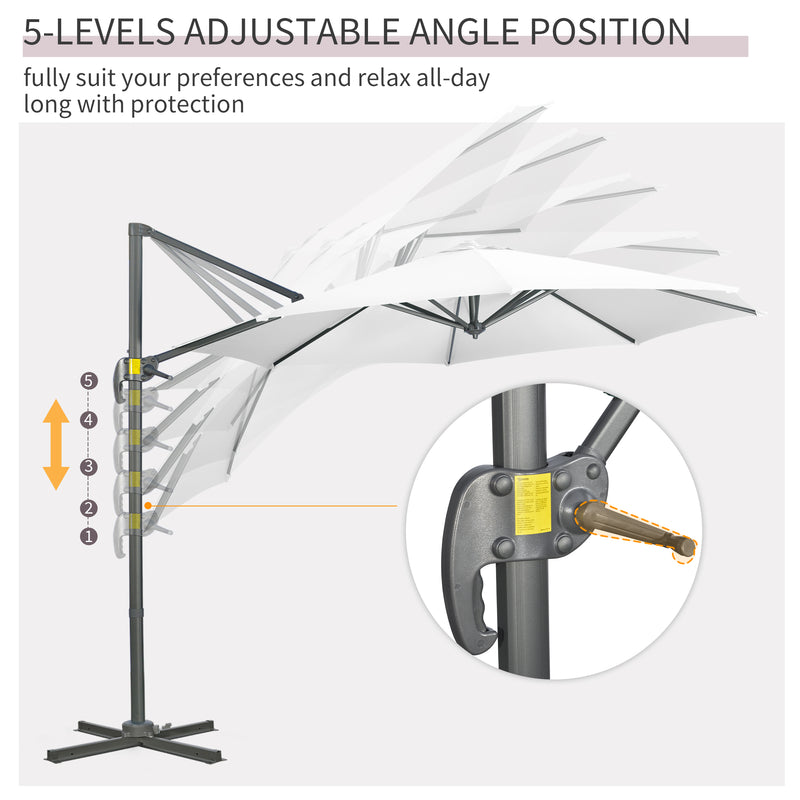 Patio Umbrellas, 9.6ft Cantilever Patio Umbrella Hanging Offset Aluminum Pole with 360° Rotation and Crank Open - White - Seasonal Overstock