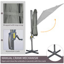 Patio Umbrellas, 9.6ft Cantilever Patio Umbrella Hanging Offset Aluminum Pole with 360° Rotation and Crank Open - Grey - Seasonal Overstock