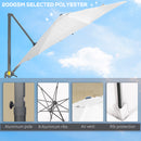 Patio Umbrellas, 9.6ft Cantilever Patio Umbrella Hanging Offset Aluminum Pole with 360° Rotation and Crank Open - White - Seasonal Overstock