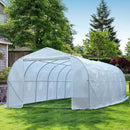 26' x 10' x 7' Extra Large Walk-In Portable Greenhouse with Peaked Roof - White