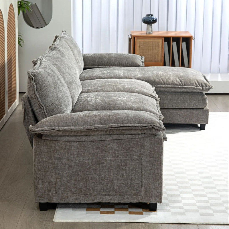 Sofas, Shadow Creek 120-in L-Shaped Sectional with Reversible Chaise Lounge - Grey - Seasonal Overstock