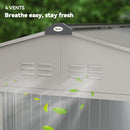9' x 6.4' Garden Storage Shed with Skylight and Foundation Kit - Light Grey