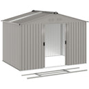9' x 6.4' Garden Storage Shed with Skylight and Foundation Kit - Light Grey
