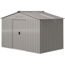 9' x 6.4' Garden Storage Shed with Skylight and Foundation Kit - Light Grey