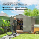 9' x 6.4' Garden Storage Shed with Skylight and Foundation Kit - Light Grey
