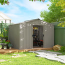 9' x 6.4' Garden Storage Shed with Skylight and Foundation Kit - Light Grey