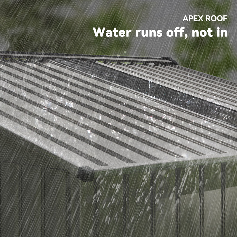 9' x 6.4' Garden Storage Shed with Skylight and Foundation Kit - Light Grey