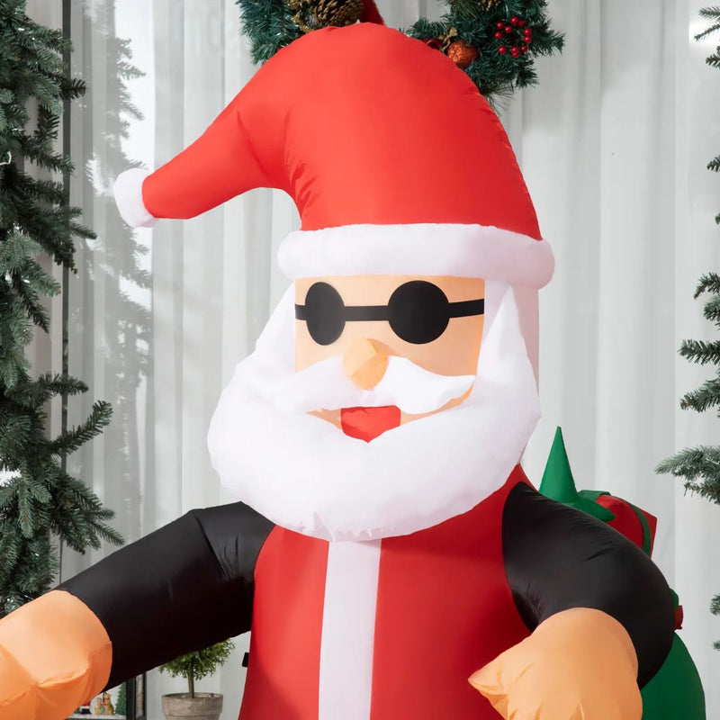 Inflatable Santa on a Motorcycle 5.5ft Tall with LED Lights for Indoor Outdoor Christmas Display