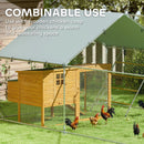 Small Animal Habitats & Cages, 10' x 20' Walk-In Coop Pen with Peaked Roof, Perch, Hanging Feeder, Feeding Door and Canopy - Seasonal Overstock