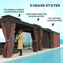 Gazebos, Tamerlaine 10' x 12' Steel Roof Outdoor Gazebo Shelter with Vented Roof and Aluminum Frame - Brown - Seasonal Overstock