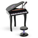 Musical Instruments, Mini Grand Piano Electronic Keyboard for Kids w/ 37 Keys and Microphone - Black - Seasonal Overstock