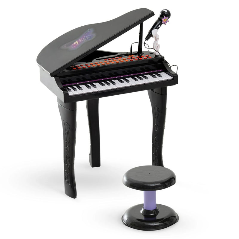 Mini Grand Piano Electronic Keyboard for Kids w/ 37 Keys and Microphone - Black