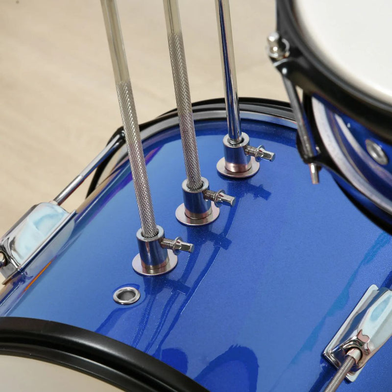 7pc Beginner Blue Drum Set for Kids with Thrown, Cymbal, Pedal and Drumsticks