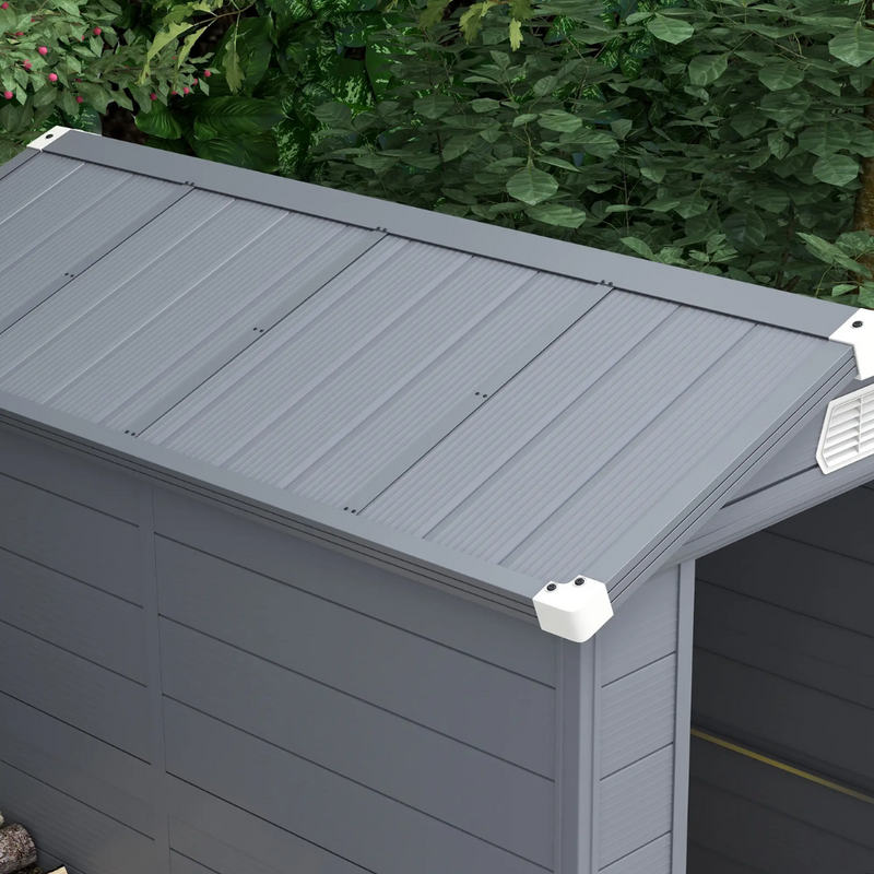 4.5' x 6' Resin Plastic Outdoor Storage Shed with Swing Door and Latch - Grey