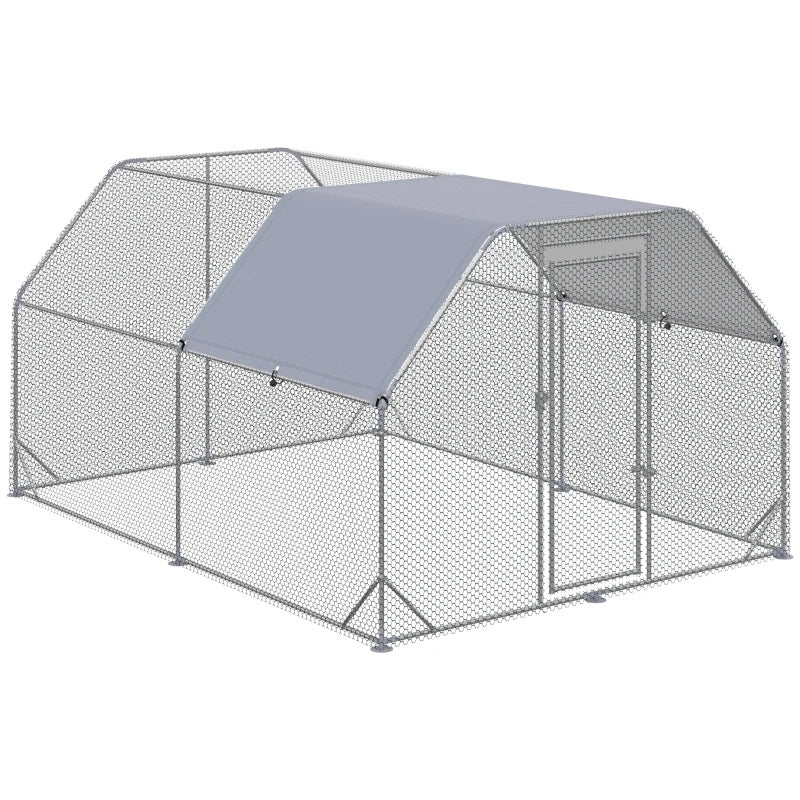 9' x 12.5' x 6.5' Walk-In Chicken Coop Pen with Flat Top and Canopy Cover